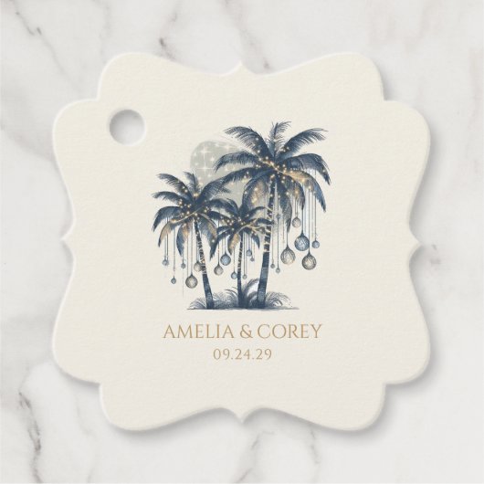 Dreamy Blue Palm Trees Geschenkanhänger (Vorderseite)