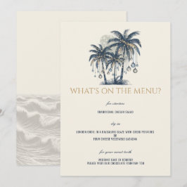 Dreamy Blue Palm Trees Wedding Menükarte