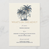 Dreamy Blue Palm Trees Wedding Menükarte (Vorderseite)