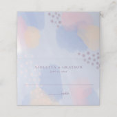 Dreamy Blue Pastel Modern Art Wedding Platzkarte (Außenseite Aufgefaltet)