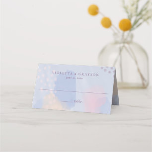 Dreamy Blue Pastel Modern Art Wedding Platzkarte