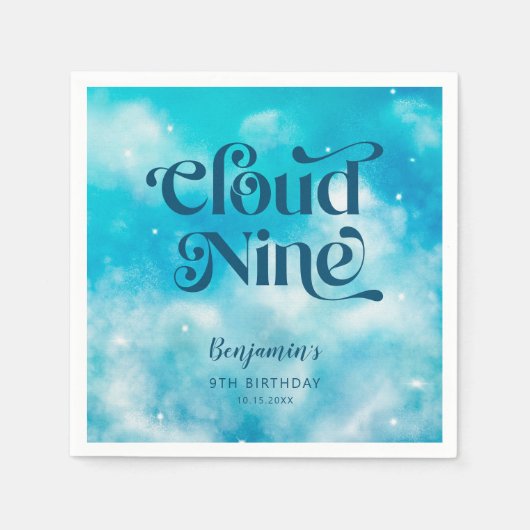 Dreamy Blue Sky Cloud Nine Birthday Party Serviette (Vorderseite)