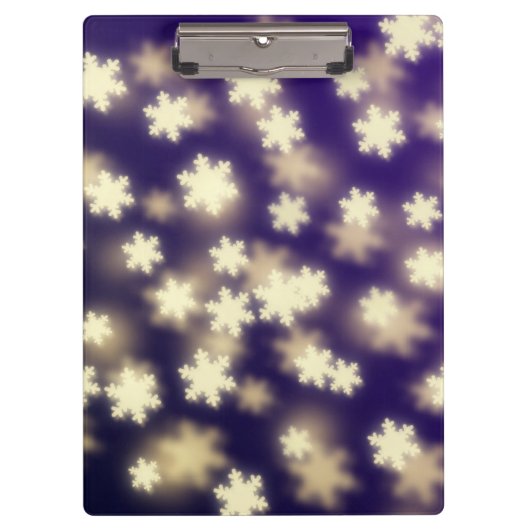 Dreamy Blue Snowflake Bokeh Lights Klemmbrett (Vorderseite)