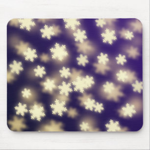 Dreamy Blue Snowflake Bokeh Lights Mousepad