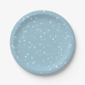 Dreamy Blue und White Bokeh Confetti Pappteller (Vorderseite)
