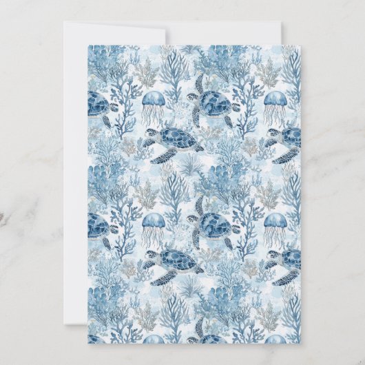 Dreamy Blue Under Sea Baby Shower Einladung (Rückseite)