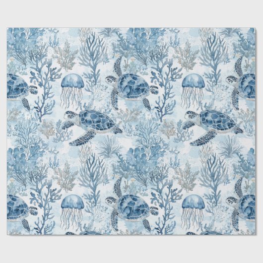 Dreamy Blue Under Sea Baby Shower Geschenkpapier (Flach)
