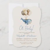 Dreamy Blue Whale and Balloons Boy Baby Shower Einladung (Vorderseite)