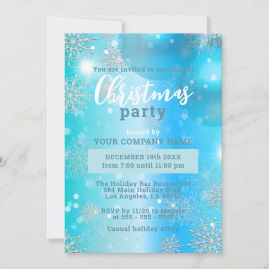 Dreamy Blue Winter Wonderland Weihnachten Einladung (Vorderseite)