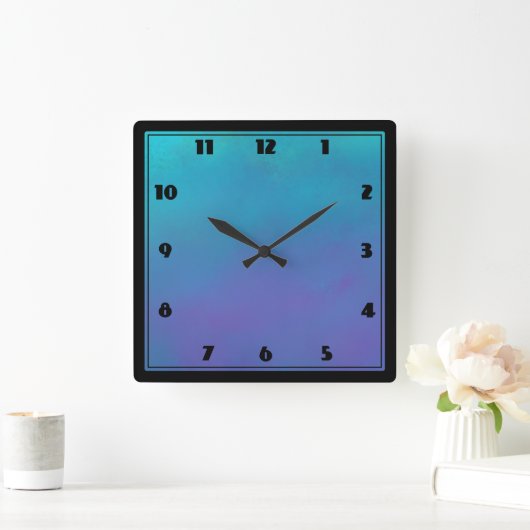 Dreamy Blues Abstract Design Quadratische Wanduhr (Zuhause)