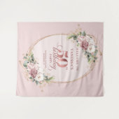 Dreamy Blush Floral 50th Birthday Photo Backdrop Wandteppich (Vorderseite (Horizontal))