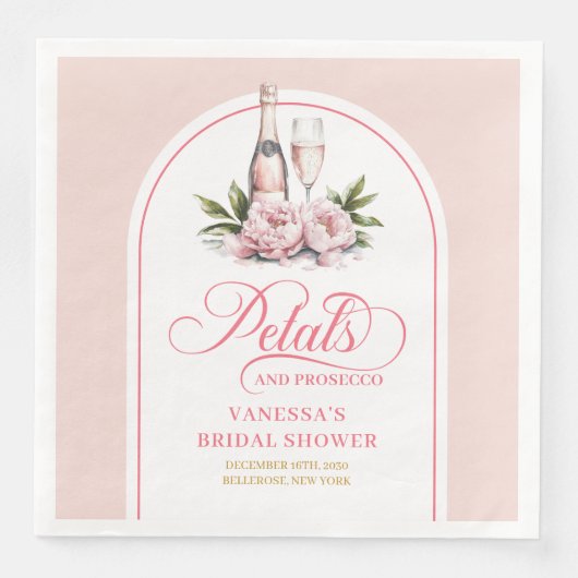 Dreamy Blush Floral Petals and Prosecco Napkins Serviette (Vorderseite)