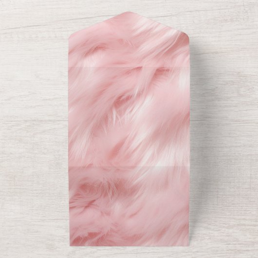 Dreamy Blush Pink Animal Fur Wedding All In One Einladung (Außenbereich)