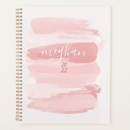 Dreamy Blush Pink Monogram Script Planer (Vorderseite)