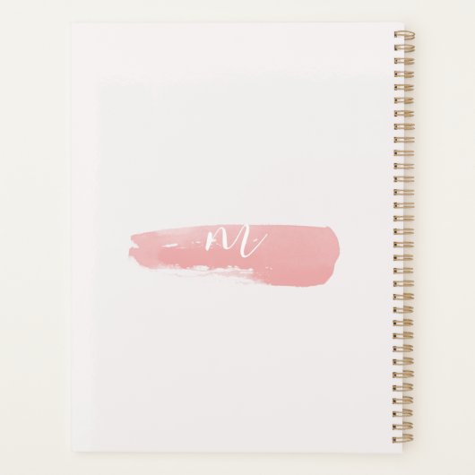 Dreamy Blush Pink Monogram Script Planer (Rückseite)