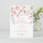 Dreamy Blush Pink Roses 16 . Geburtstag Geburtstag Einladung (Stehend Vorderseite)