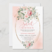 Dreamy Blush Rose Gold Sweet 16 Birthday Invite Einladung (Vorderseite)
