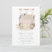 Dreamy Bohemisch Beach Couple Wedding Einladung (Stehend Vorderseite)