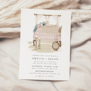 Dreamy Bohemisch Beach Couple Wedding Einladung