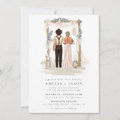 Dreamy Bohemisch Beach Couple Wedding Einladung (Vorderseite)