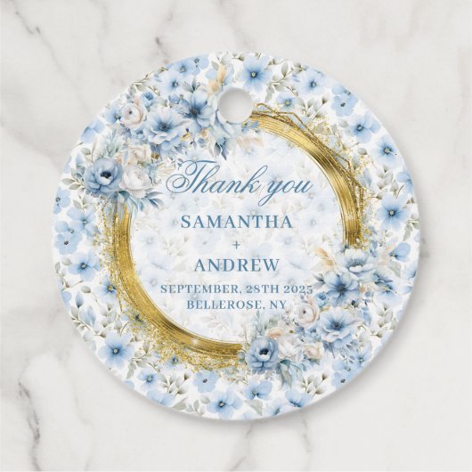 Dreamy Bohemisch Light Blue Gold Hochzeitsgeschenk Geschenkanhänger (Rückseite)