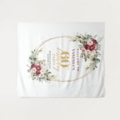 Dreamy Boho Burgundy Floral Gold 60th Birthday Wandteppich (Vorderseite (Horizontal))