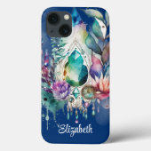 Dreamy Boho Crystals Dreamcatcher Navy Case-Mate iPhone Hülle (Rückseite)