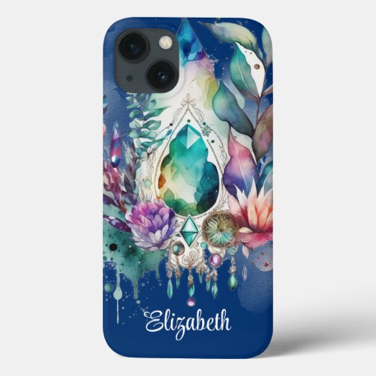 Dreamy Boho Crystals Dreamcatcher Navy Case-Mate iPhone Hülle (Rückseite)