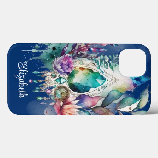 Dreamy Boho Crystals Dreamcatcher Navy Case-Mate iPhone Hülle (Rückseite (Horizontal))