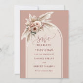 Dreamy Boho Dusty Pink Floral Arch Save the Date Einladung (Vorderseite)