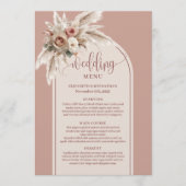 Dreamy Boho Dusty Rose Pampas Floral Wedding Menu Menükarte (Vorderseite)