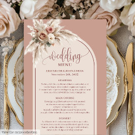 Dreamy Boho Dusty Rose Pampas Floral Wedding Menu Menükarte