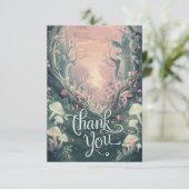 Dreamy Boho Greenery Woodland Dankeskarte (Stehend Vorderseite)