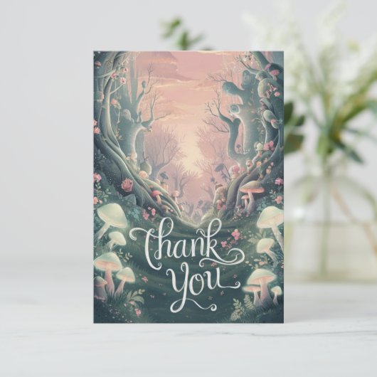 Dreamy Boho Greenery Woodland Dankeskarte (Stehend Vorderseite)