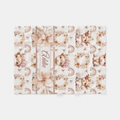 Dreamy Boho Highland Cow Kinderzimmer Fleecedecke (Vorderseite (Horizontal))