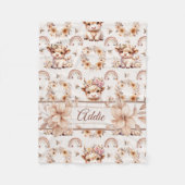 Dreamy Boho Highland Cow Kinderzimmer Fleecedecke (Vorderseite)