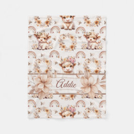 Dreamy Boho Highland Cow Kinderzimmer Fleecedecke