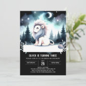 Dreamy Boho Lion Birthday Einladung (Stehend Vorderseite)