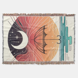Dreamy Boho Moon & Starry Rain Cosy Decke