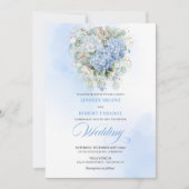 Dreamy Boho Powder Blue Hydrangea Gold Wedding Einladung (Vorderseite)