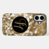 Dreamy Bokeh Gold Glitzer Letter H Monogram Black Case-Mate iPhone Hülle (Rückseite (Horizontal))