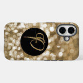 Dreamy Bokeh Gold Glitzer Letter P Monogram Black Case-Mate iPhone Hülle (Rückseite (Horizontal))