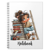 Dreamy Bookish Girl – Aesthetic Reading & Coffee Notizblock (Vorderseite)