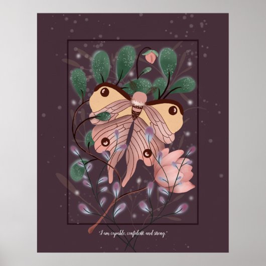 Dreamy Botanical Moth Affirmation Poster (Vorne)