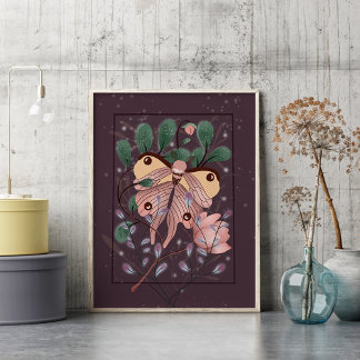 Dreamy Botanical Moth Affirmation Poster