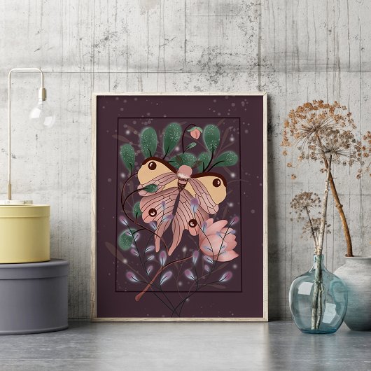 Dreamy Botanical Moth Affirmation Poster