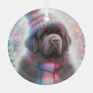 Dreamy Brown Newf in einer Beanie Ornament Aus Glas