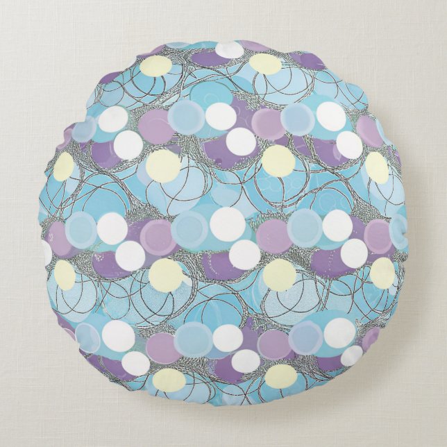 Dreamy Bubble Clouds Round Pouf Rundes Kissen (Vorderseite)