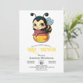 Dreamy Bumble Bee Baby Dusche Einladung (Stehend Vorderseite)