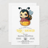 Dreamy Bumble Bee Baby Dusche Einladung (Vorne/Hinten)